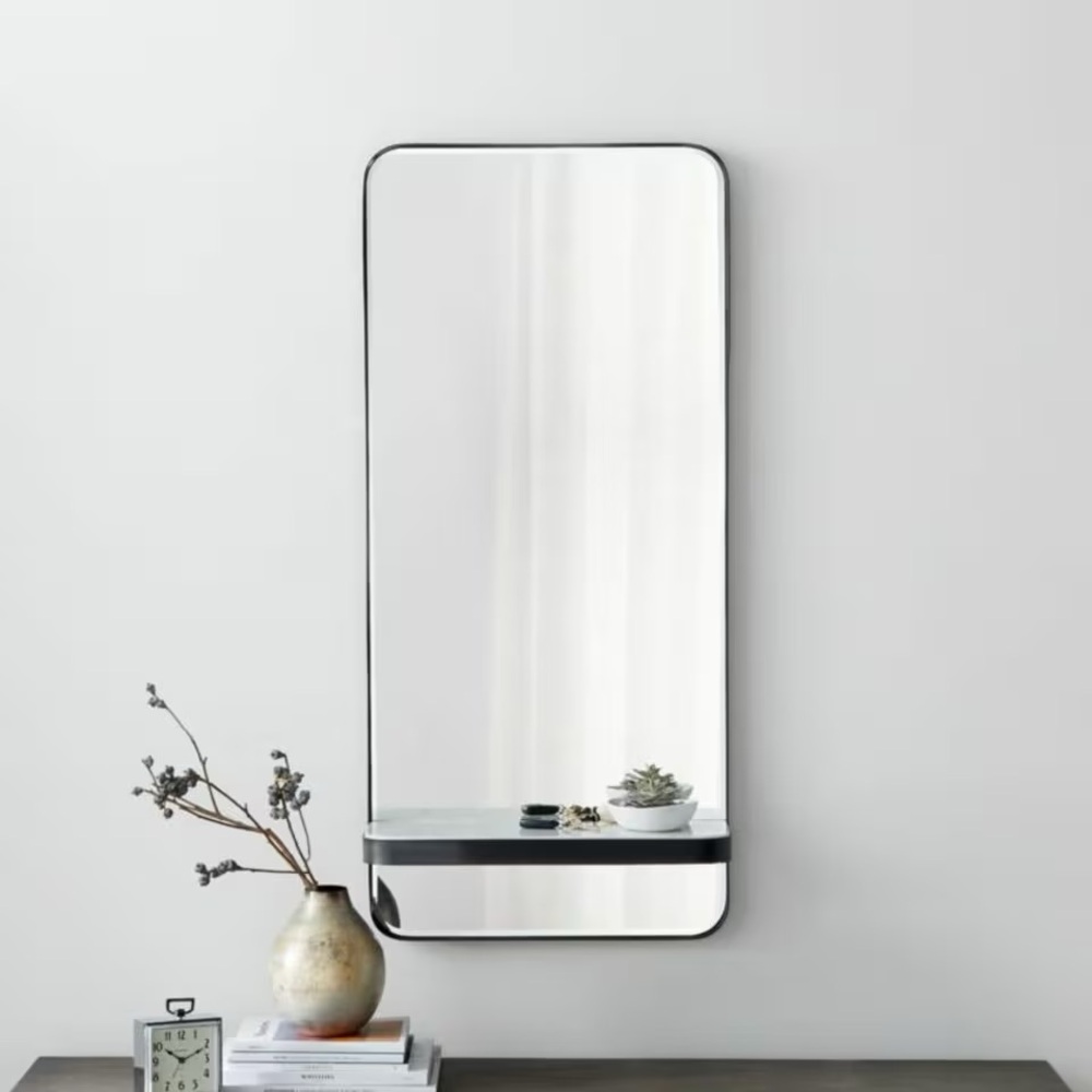 Crate&Barrel | Sutton Gunmetal Mirror with Shelf